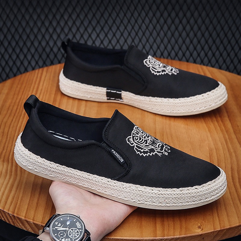 Men Shoes Designer - 黒通気性の靴男性のための高級ローファーエスパドリーユデザイナーシューズスリップオンカジュアルローファー zapatillas パラ alpargatas やつ