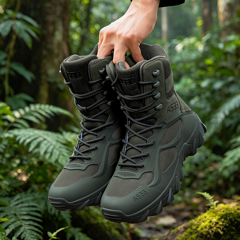 Men'S Shoes Dq - 男性の戦術的なブーツカジュアル超軽量トレーニング安全作業防水屋外男性軍ブーツ迅速な応答足首狩猟ブーツ