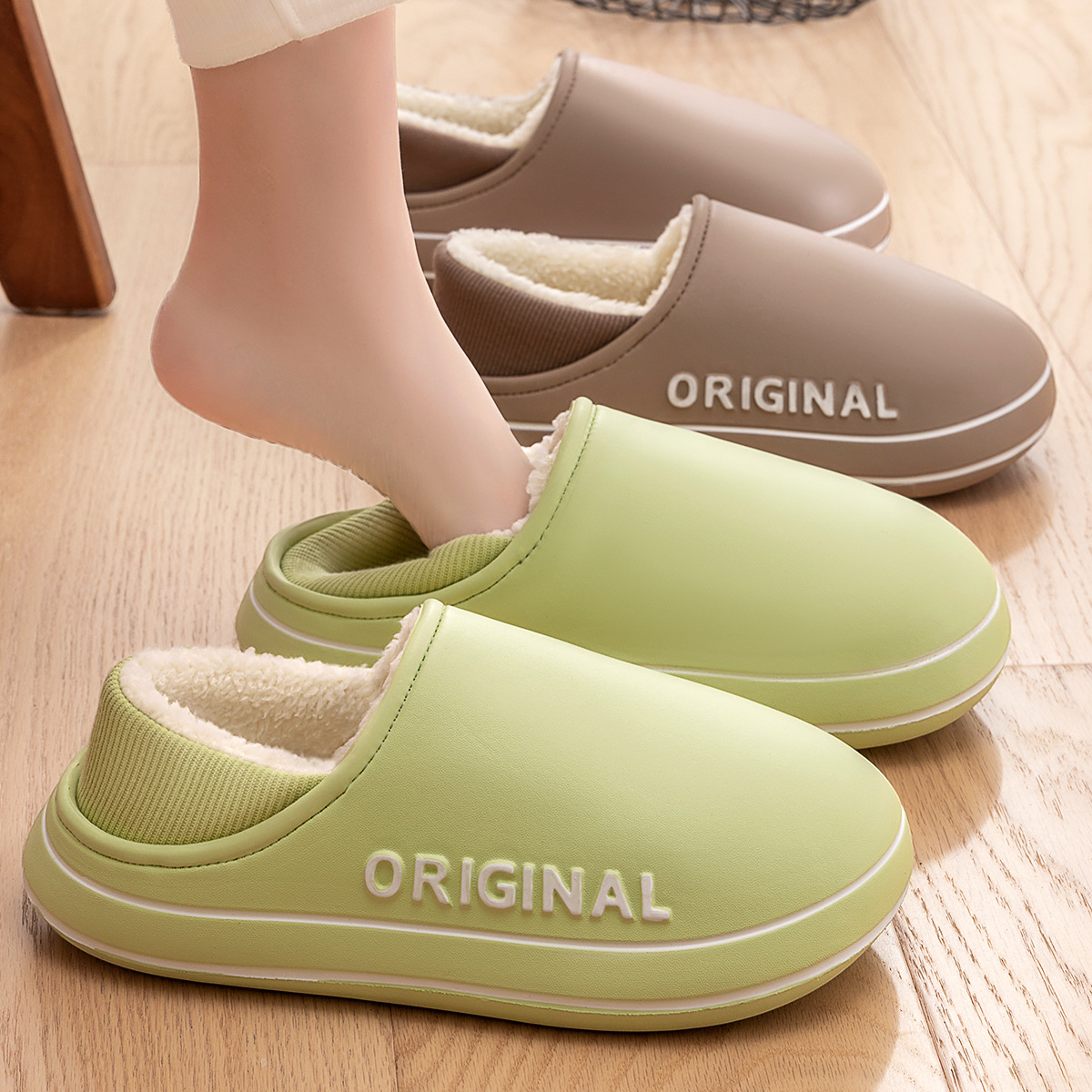 Men'S Shoes Grip - ふわふわスリッパ レディース 冬用 暖かい ファー プラッシュ