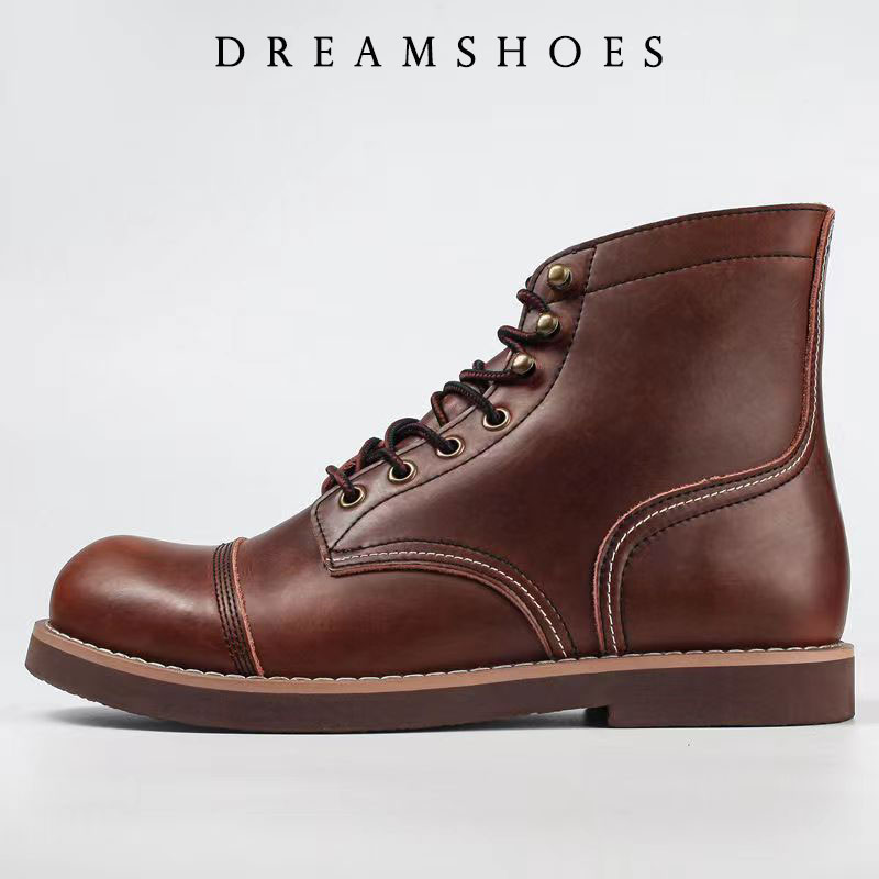 Men'S Shoes Dq - 2026 新しい日本のヴィンテージデザイナー手作りツーリングメンズカジュアルシューズ牛革ラウンドトゥアンクルブーツオートバイブーツ冬