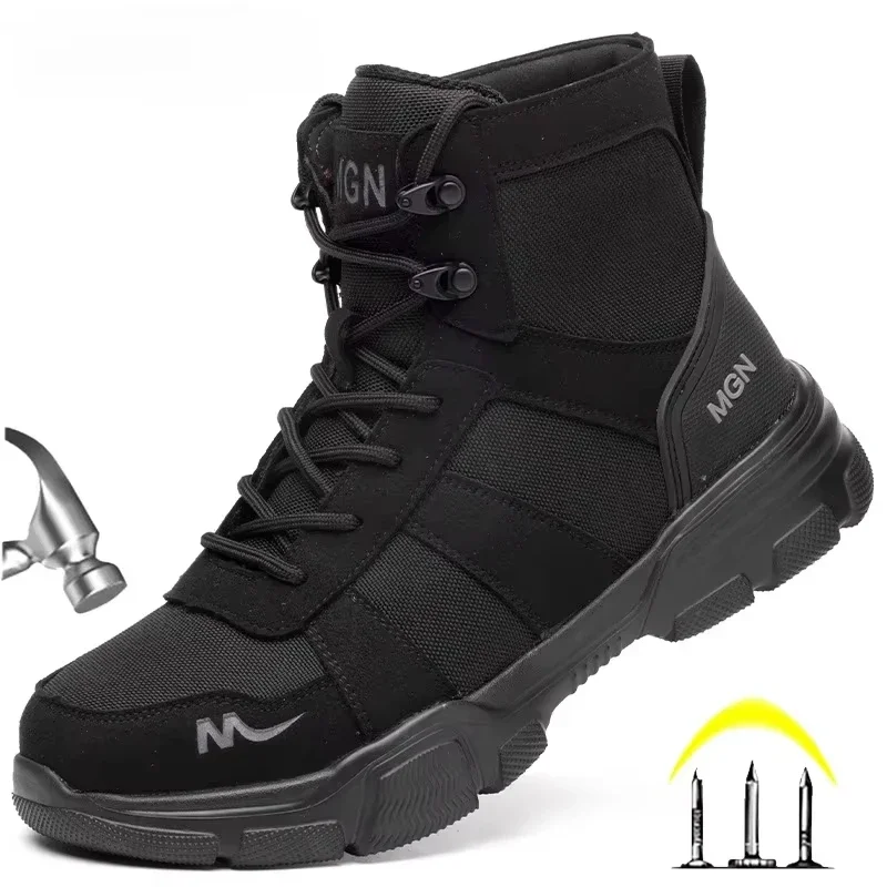 Men'S Shoes Dq - 男性用のパンク防止作業靴,不滅の安全靴,鋼のつま先,破損防止,保護