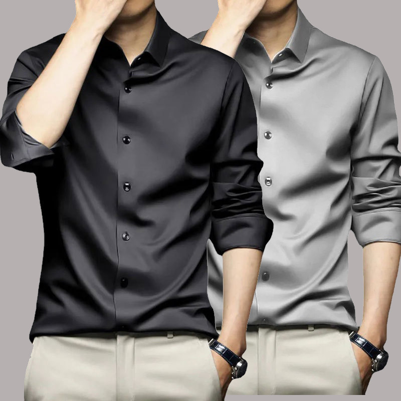 Men Shoes Zara - S-5XL メンズシャツ長袖非アイロンしわになりにくいビジネスドレスハイエンドプロフェッショナルカジュアルスーツ白シャツ