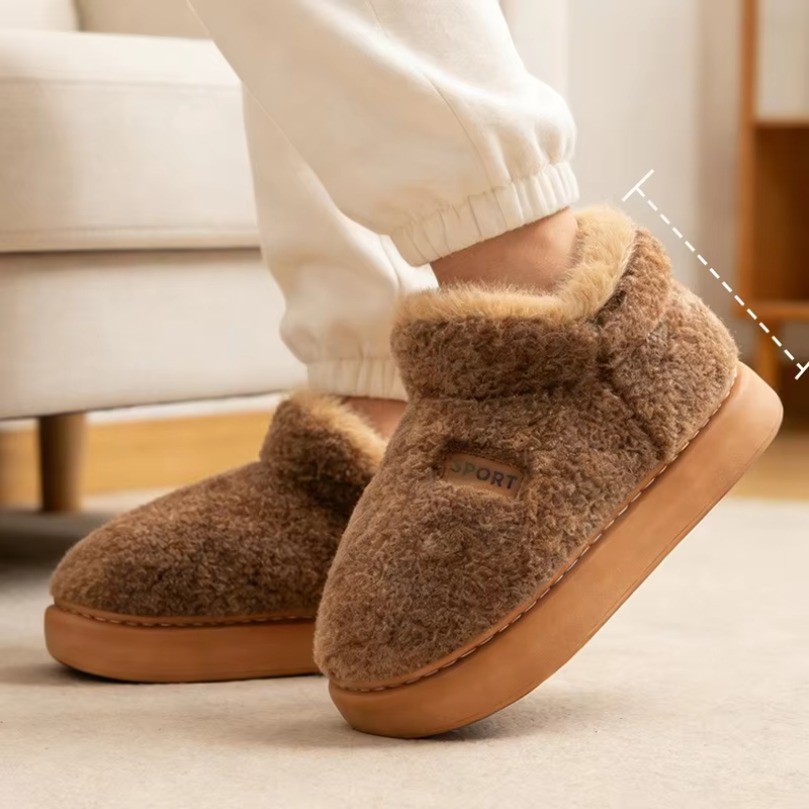 Men'S Shoes Grip - ふわふわの室内用スリッパ、女性用、冬用、柔らかい素材、滑り止め付き、室内用、毛足の長い、綿素材、フラットシューズ、暖かい、女性・男性兼用、スニーカー、ゴム底