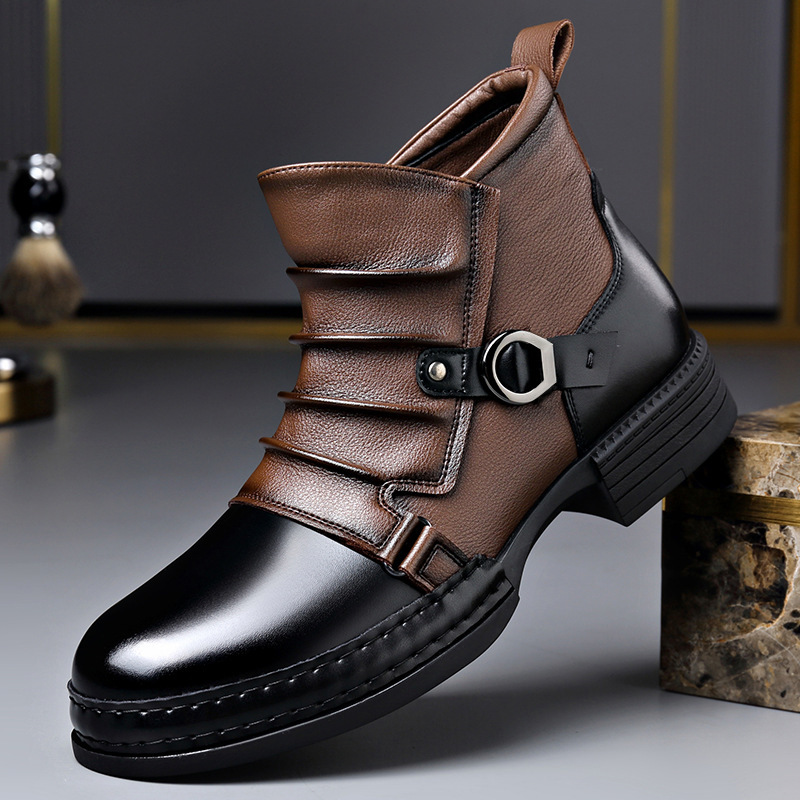 秋冬レトロアンクルブーツ男性のためのファッションカジュアルサ - Men Shoes Designer のレビューと価格