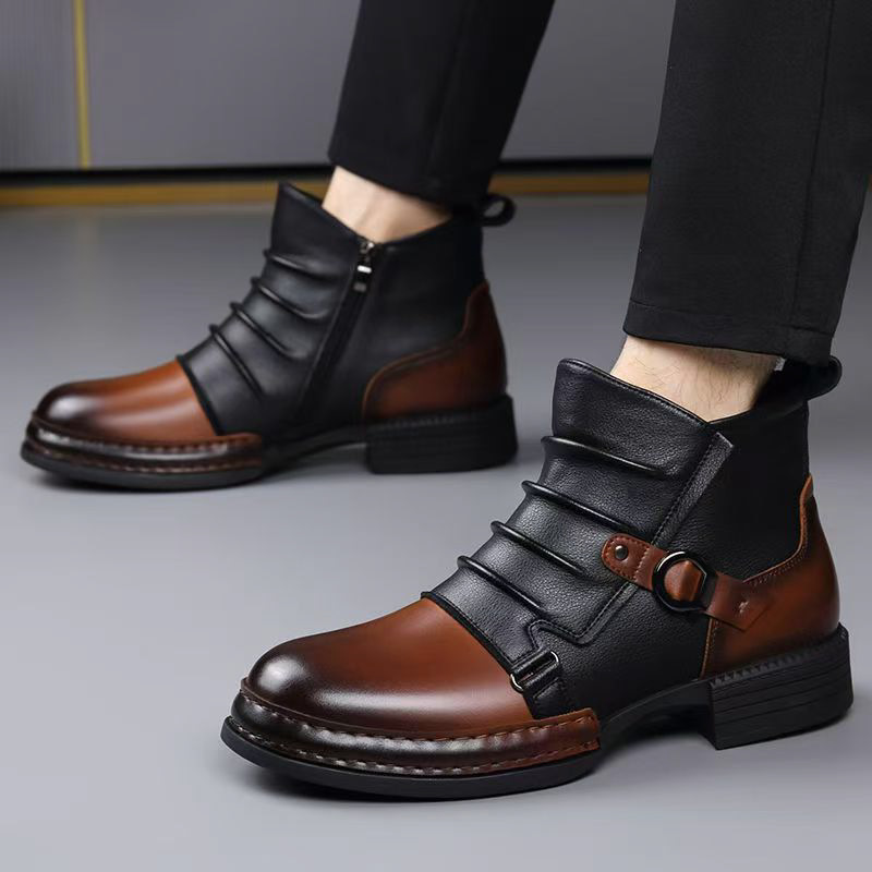 秋冬レトロアンクルブーツ男性のためのファッションカジュアルサ - Men Shoes Designer のレビューと価格
