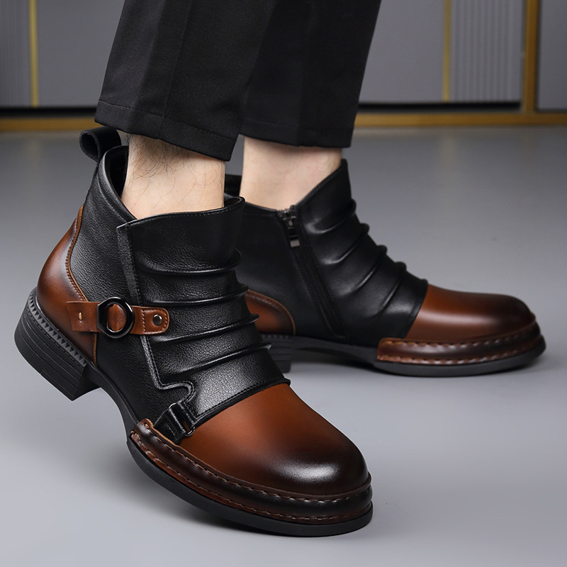 秋冬レトロアンクルブーツ男性のためのファッションカジュアルサ - Men Shoes Designer のレビューと価格
