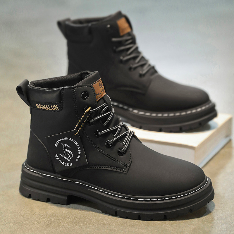 クラシックメンズハイカットブーツ高品質イエローレザーブーツフ - Men'S Shoes Dq のレビューと価格