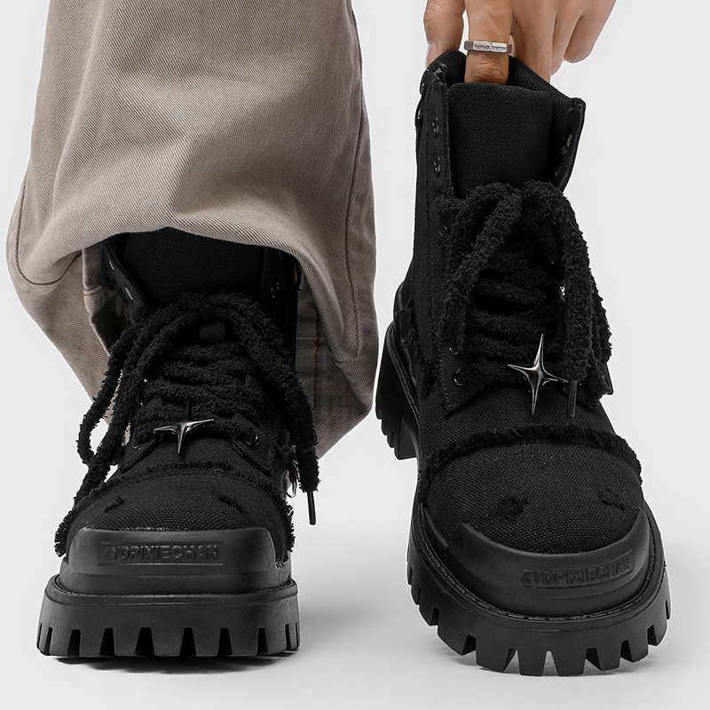 メンズハイカットプラットフォームブーツ厚底カジュアルワークブ - Men'S Shoes Dq のレビューと価格