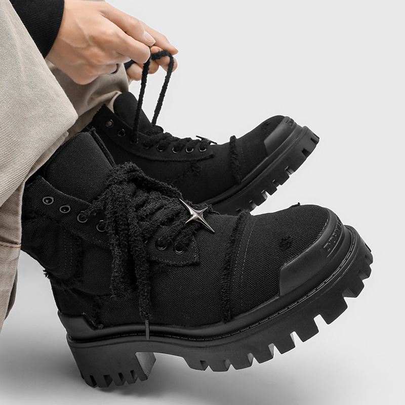メンズハイカットプラットフォームブーツ厚底カジュアルワークブ - Men'S Shoes Dq のレビューと価格