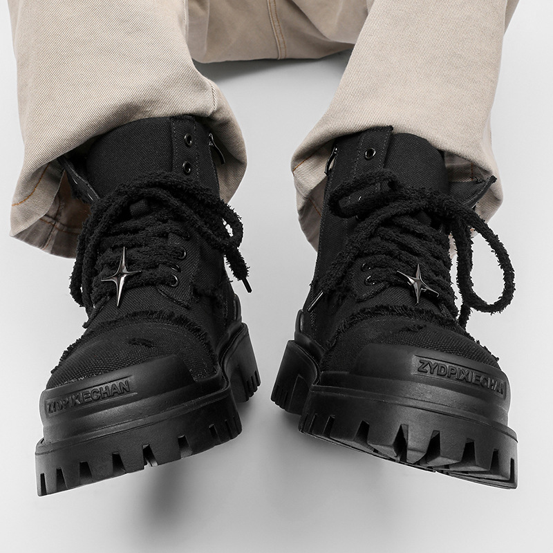 メンズハイカットプラットフォームブーツ厚底カジュアルワークブ - Men'S Shoes Dq のレビューと価格