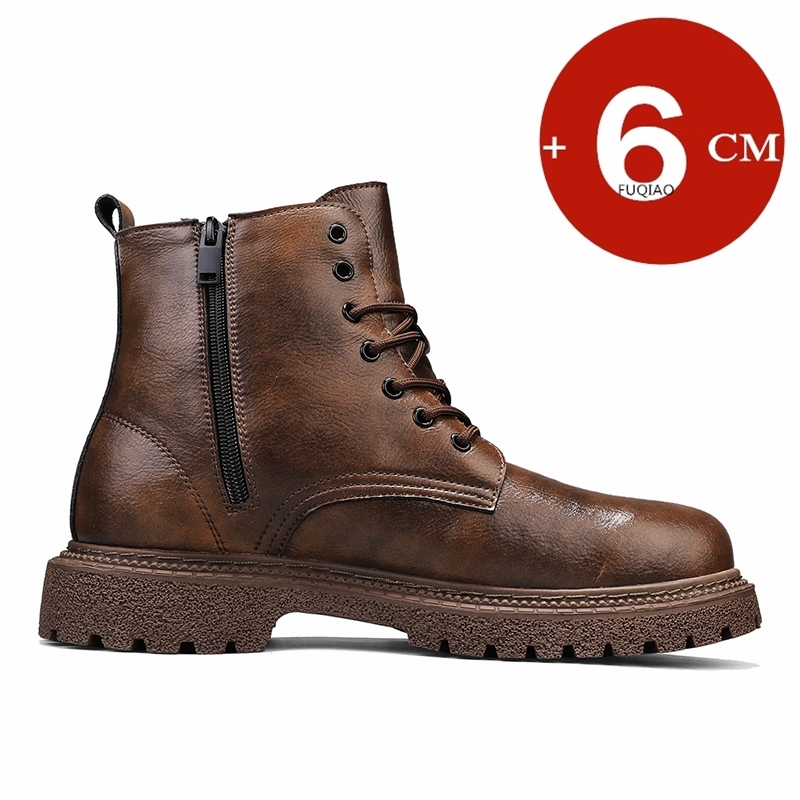 6cm身長アップ効果のあるメンズブーツ、レザー製、アウトドア - Men'S Shoes Dq のレビューと価格
