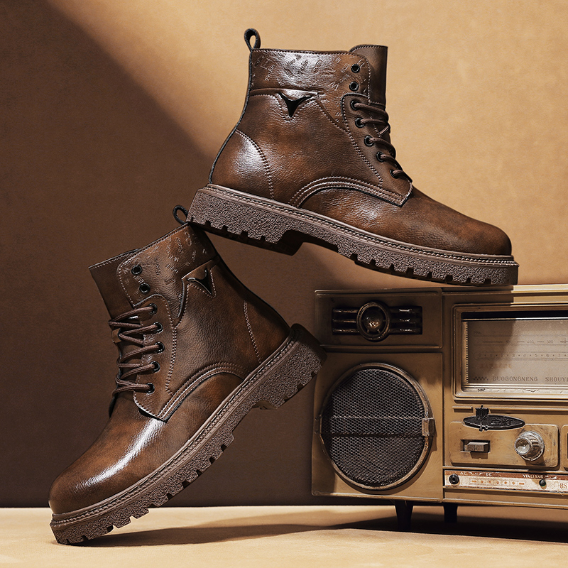 6cm身長アップ効果のあるメンズブーツ、レザー製、アウトドア - Men'S Shoes Dq のレビューと価格