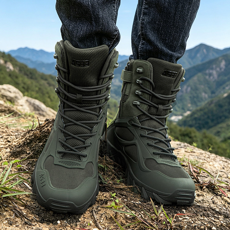 男性の戦術的なブーツカジュアル超軽量トレーニング安全作業防水 - Men'S Shoes Dq のレビューと価格