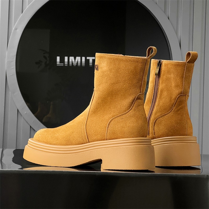 冬ヨーロッパアメリカレトロ厚底サイドジッパー身長アップハイエ - Men'S Shoes Dq のレビューと価格