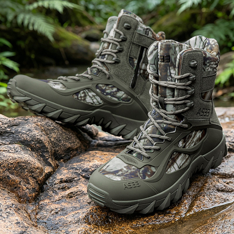 男性の戦術的なブーツ屋外超軽量安全足首通気性男性軍ブーツレー - Men'S Shoes Dq のレビューと価格