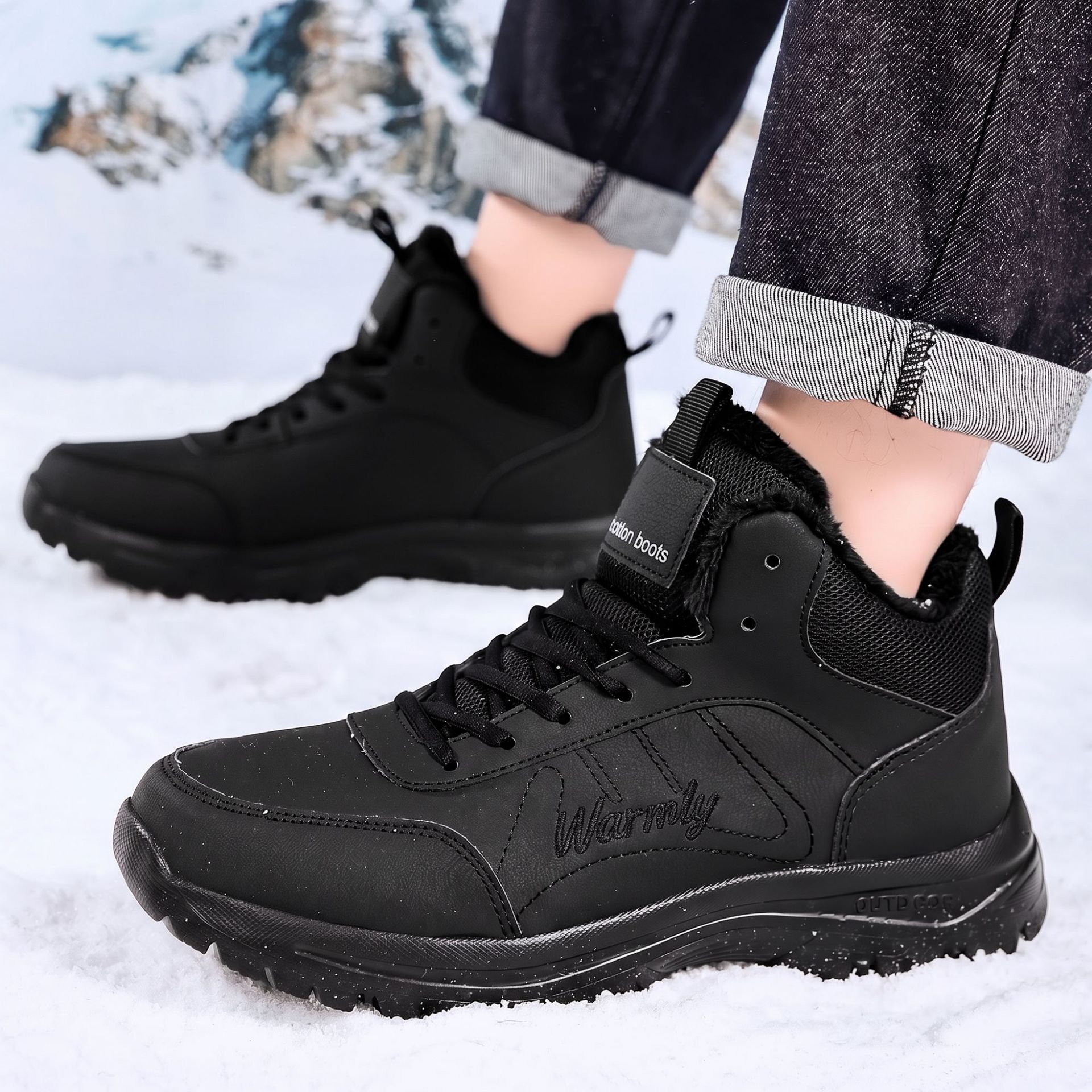 冬のアウトドアハイキング用の厚いベルベットを使用したメンズコ - Men'S Shoes Dq のレビューと価格